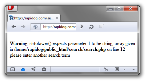 Full Path Disclosure na rapidog.com